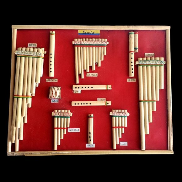 Ecuadorian Zampona Pan Flute Set Miniature Display Vintage Handmade - Picture 1 of 14